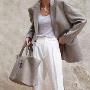 Meli Melo THELA TAUPE GREY LEATHER TOTE BAG